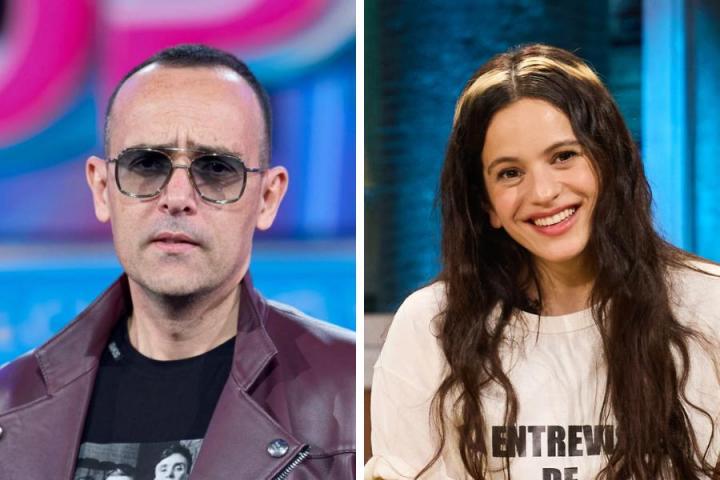 Dos fotos, una de Risto Mejide y otra de Rosalía