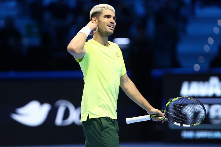 Carlos Alcaraz, durante un partido esta semana en Turín.
