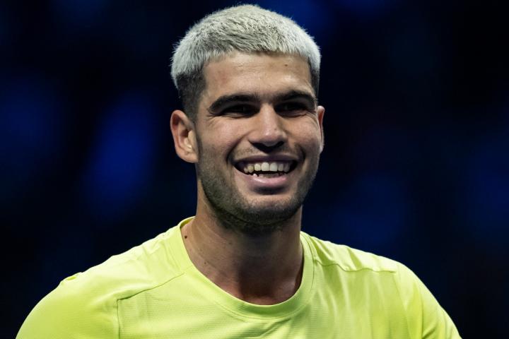 El tenista Carlos Alcaraz, feliz, durante uno de sus últimos partidos.