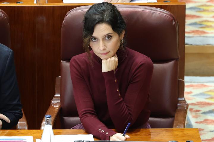 La presidenta de la Comunidad de Madrid, Isabel Díaz Ayuso, el pasado jueves, en la Asamblea de Madrid.