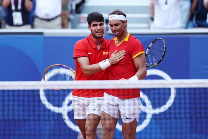 Alcaraz y Nadal, en los pasados Juegos Olímpicos de París.