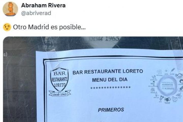 El menú del día de un restaurante en Madrid.