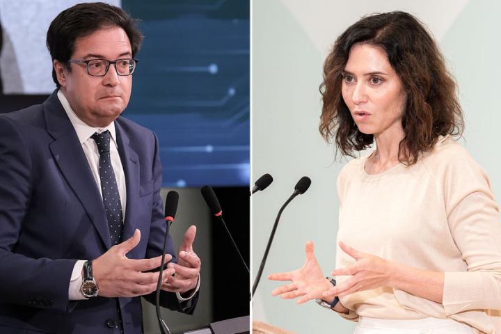 Óscar López e Isabel Díaz Ayuso, enfrentados (no solo en la foto)