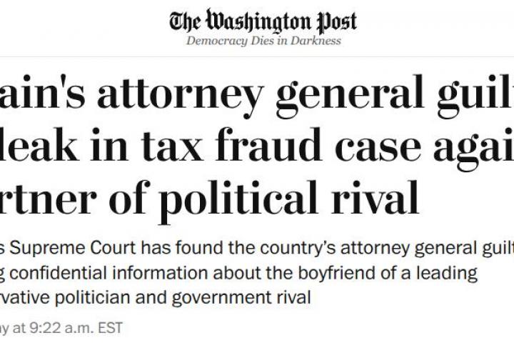 Captura de la información online de 'The Washington Post' sobre el fallo del fiscal.