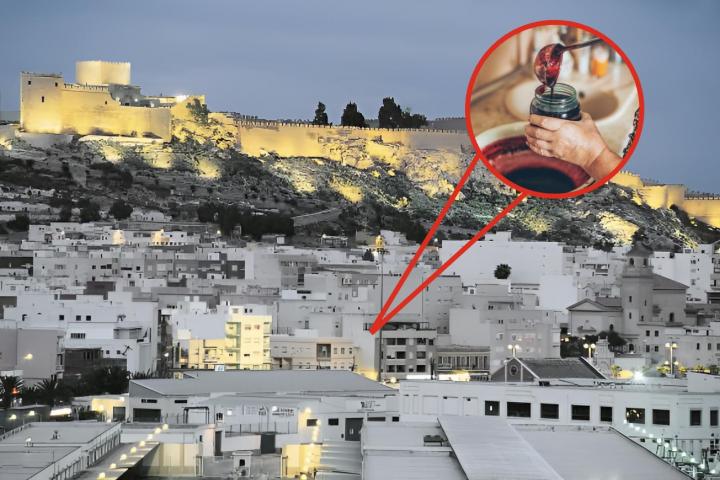 La ciudad de Almería y una imagen superpuesta de mermelada