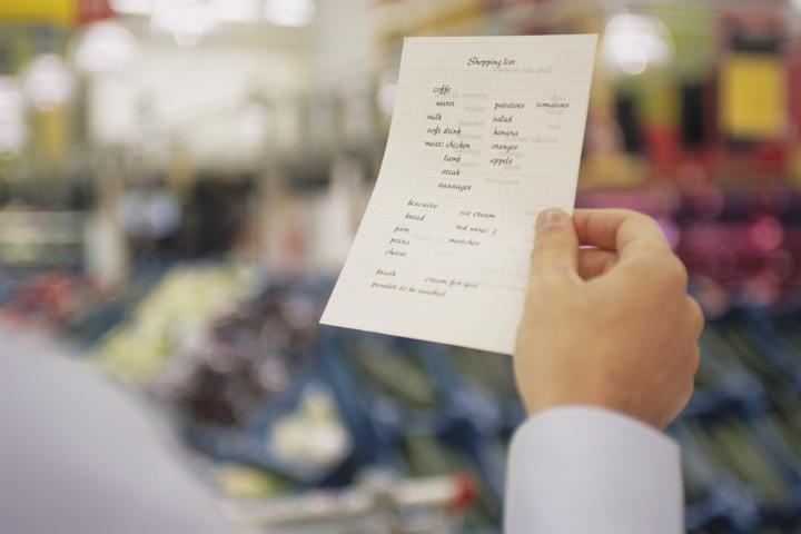 Lista de la compra en papel