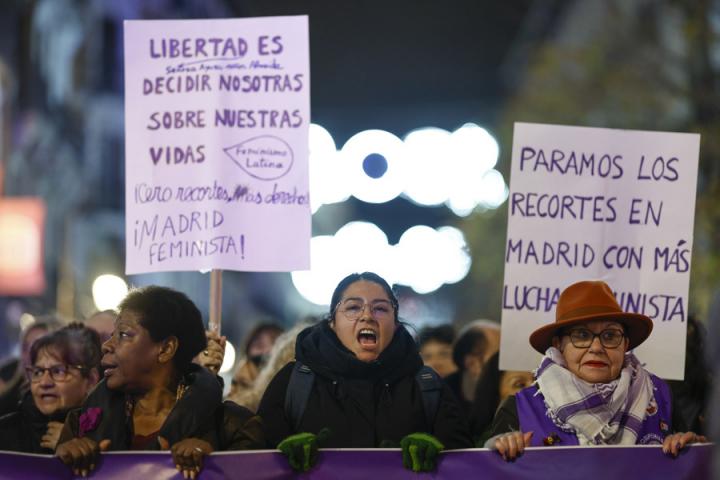 Cabecera de la manifestación de la Comisión 8M en Madrid