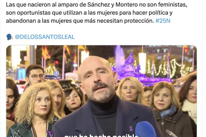 Tuit del PP por el 25-N donde se ve a un diputado hablando y al resto de mujeres del partido detrás