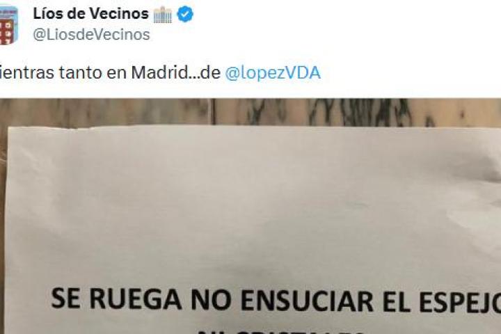 El cartel visto en Líos de Vecinos.