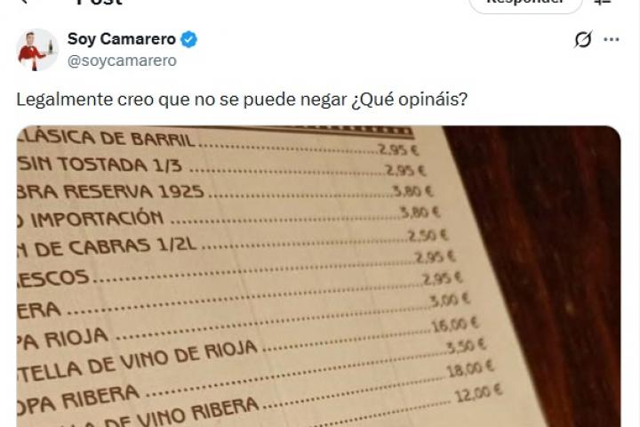 Un bar no sirve agua de grifo y un usuario lo denuncia