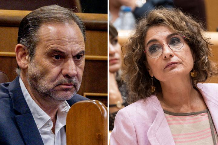 José Luis Ábalos y María Jesús Montero, en sendas imágenes de hace unas semanas