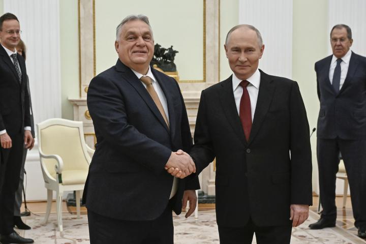 Viktor Orban y Vladimir Putin en la reunión de este viernes