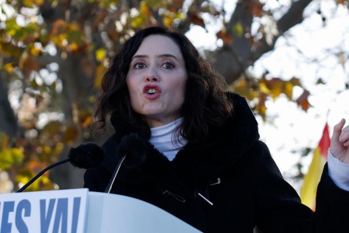 Isabel Díaz Ayuso, en la manifestación del PP de este domingo en Madrid.