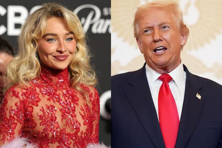 Sabrina Carpenter y Donald Trump, en dos imágenes de archivo.