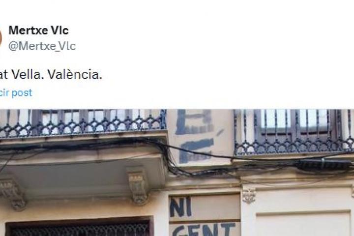 Tuit con la pintada en Valencia.