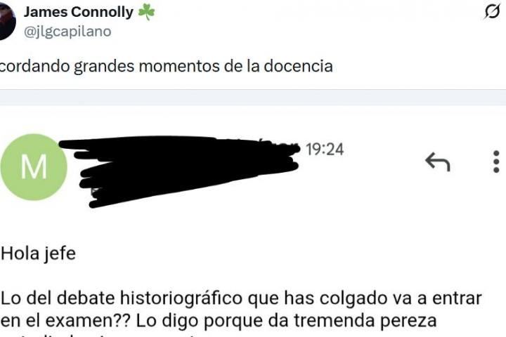 El tuit viral con la respuesta de un profesor.