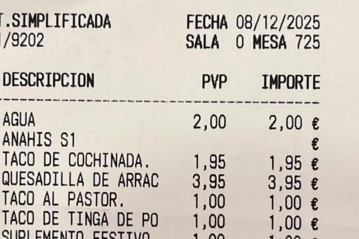 Ticket subido a redes por Soy Camarero