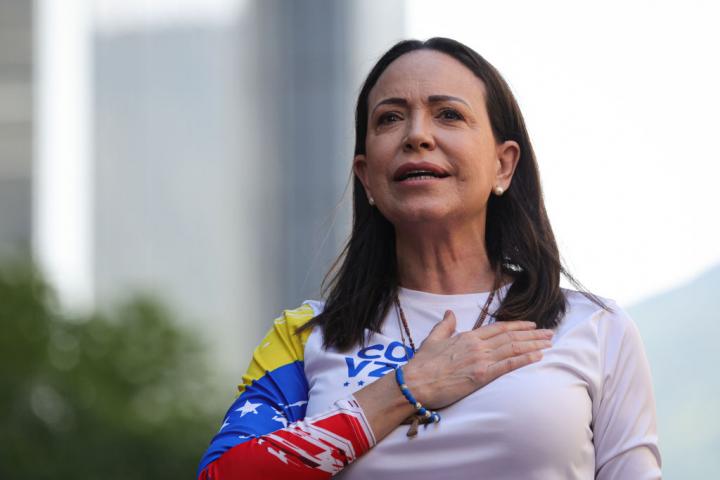 María Corina Machado, en una aparición pública en enero de 2025 en Caracas