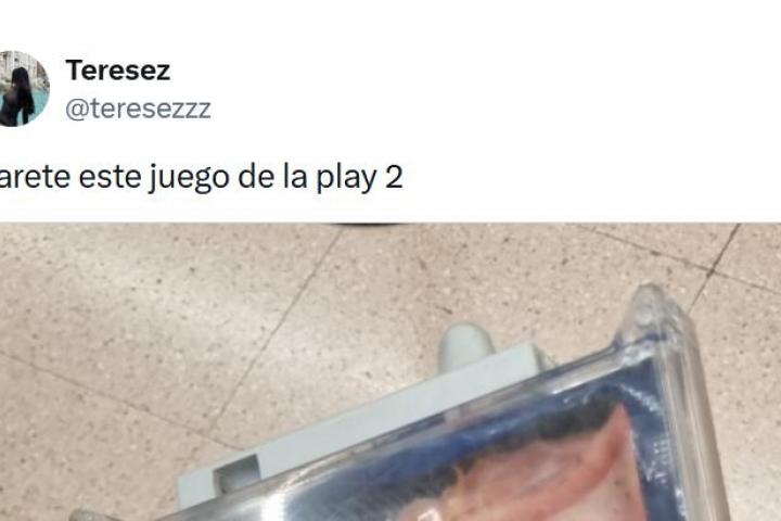 El tuit de @teresezzz con el producto que ha visto protegido en un Carrefour.