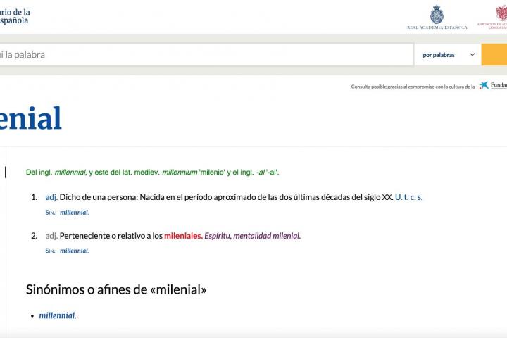 Imagen del diccionario de la RAE