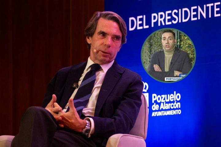 Montaje entre José María Aznar y Emilio Delgado.
