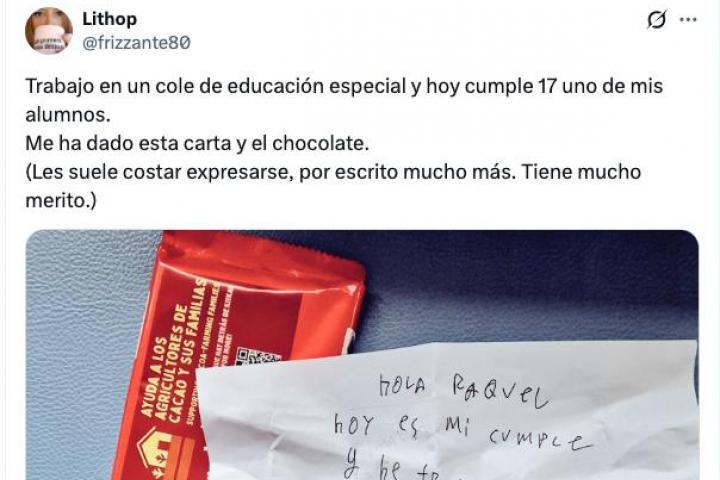 Profesora comparte la carta de un alumno