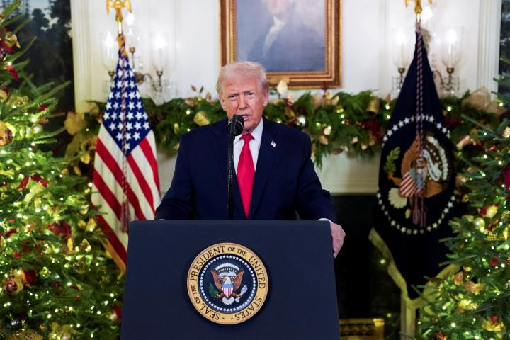 El presidente de EEUU, Donald Trump, en su discurso.