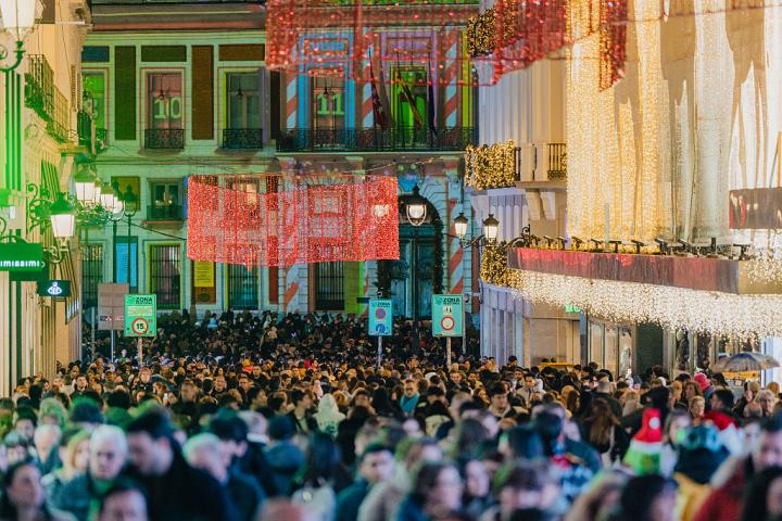 El centro de Madrid, durante las fiestas de Navidad