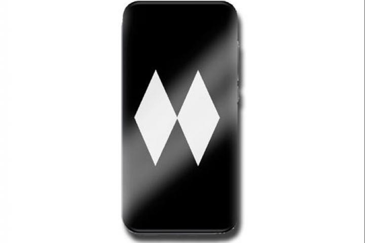 Ilustración de un teléfono móvil con dos rombos.