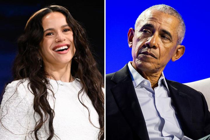 Rosalía y Barack Obama, en dos imágenes de archivo.