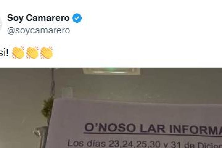 El cartel de un bar de Galicia publicado por la cuenta SoyCamarero.