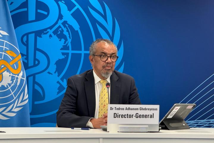 Director General de la OMS, Tedros Adhanom Ghebreyesus durante una conferencia