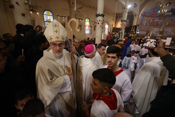 El patriarca latino de Jerusalén, el cardenal Pierbattista Pizzaballa, en la Sagrada Familia de Gaza, el 21 de diciembre de 2025.