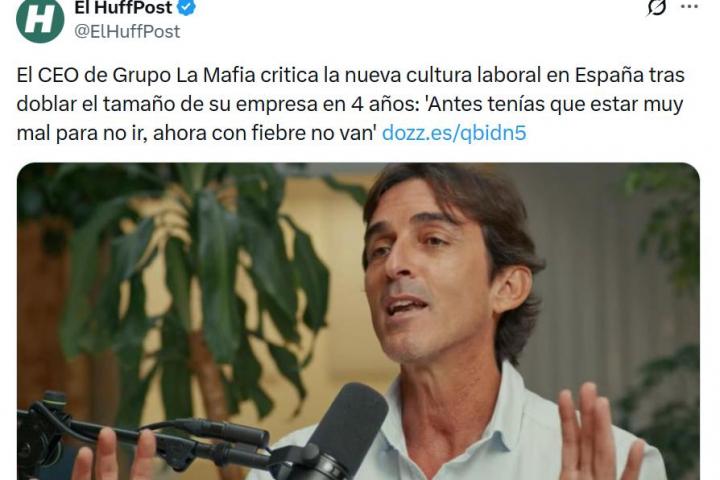 El tuit de @ElHuffPost con las palabras del CEO de La Mafia.