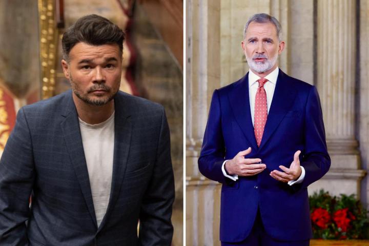 Fotomontaje de Gabriel Rufián y el rey Felipe VI.