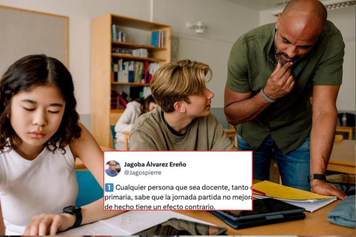 Un profesor dando clase a sus alumnos.