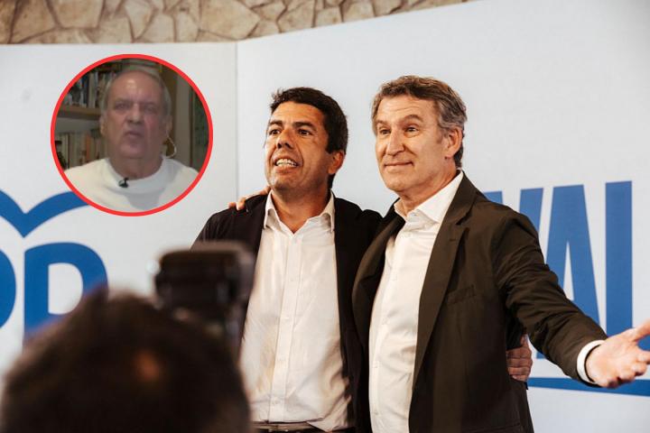 Fotomontaje de Carlos Mazón, Alberto Núñez Feijóo y Javier Aroca.