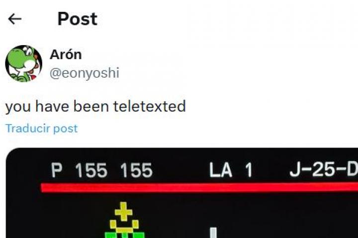 El tuit de @eonyoshi con el teletexto de TVE.