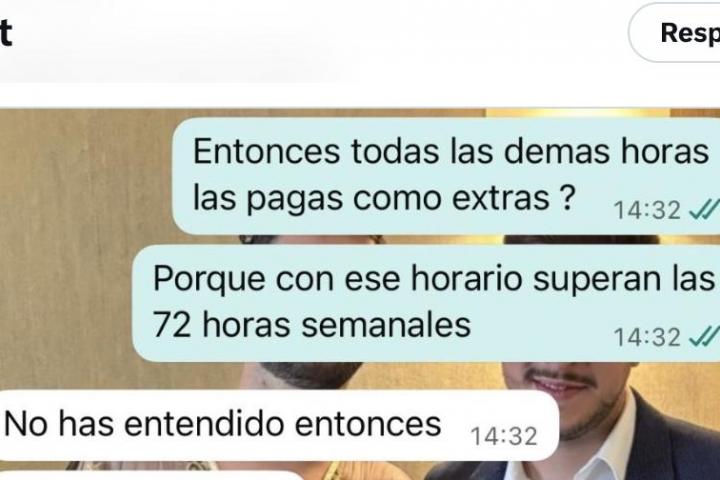 Conversación de whatsapp publicada por Soy Camarero