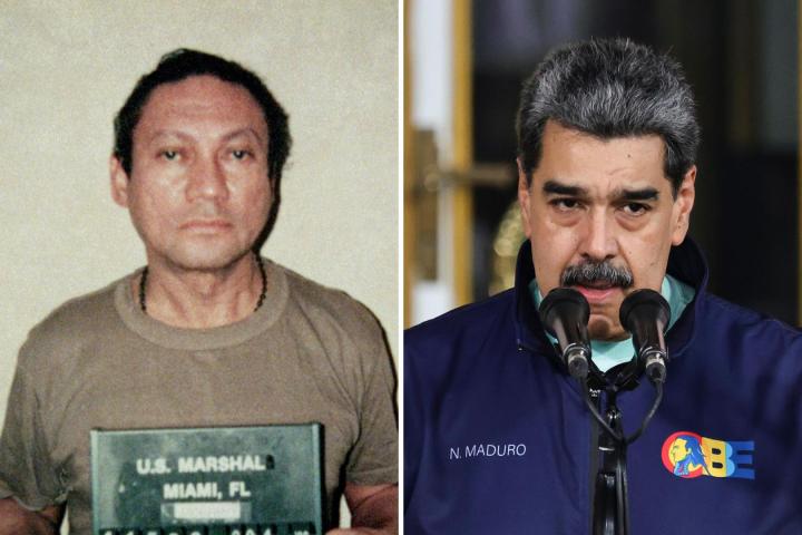 Fotomontaje de la detención de Manuel Noriega y una imagen de archivo de Nicolás Maduro.