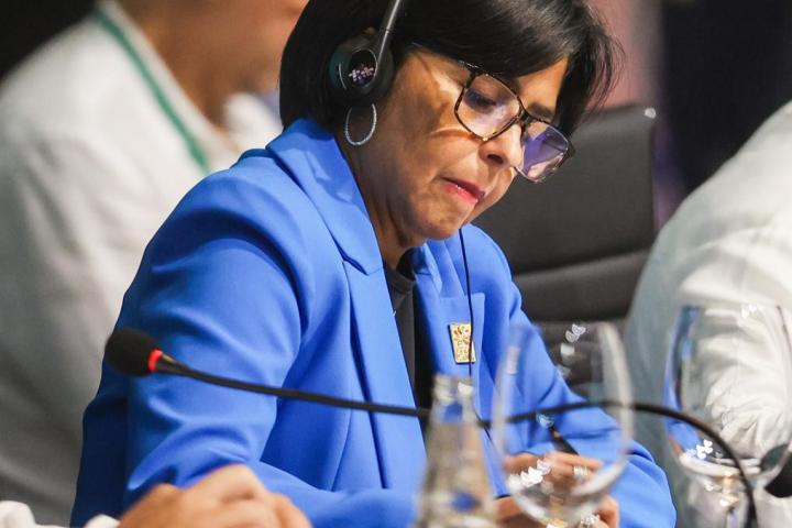 La vicepresidenta de Venezuela, Delcy Rodríguez, asiste a la Cumbre de la Amazonía en Belém (Brasil), el 8 de agosto de 2023.