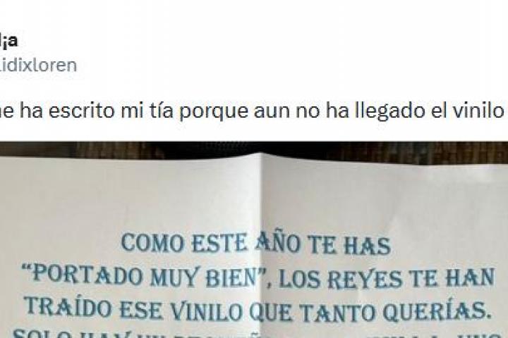 El tuit de @lidixloren con la carta de su tía.