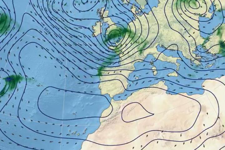 Mapa de previsión de la AEMET.