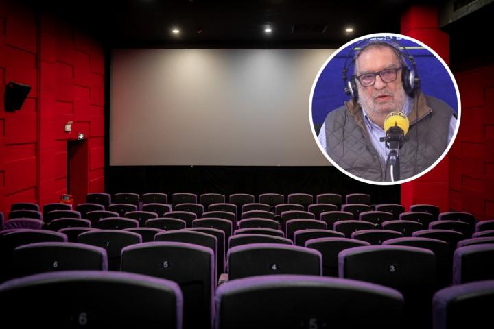 Montaje con una sala de cine y el productor Enrique González Macho.