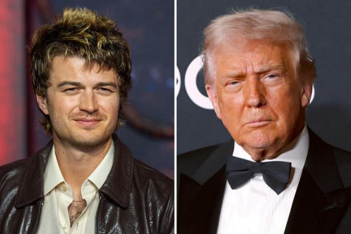 Joe Keery, estrella de Stranger Things, y el presidente de EEUU, Donald Trump.