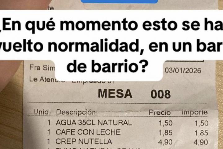 Ticket de un bar de barrio de Madrid