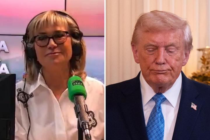 Fotomontaje de Julia Otero y Donald Trump, no muy contento.