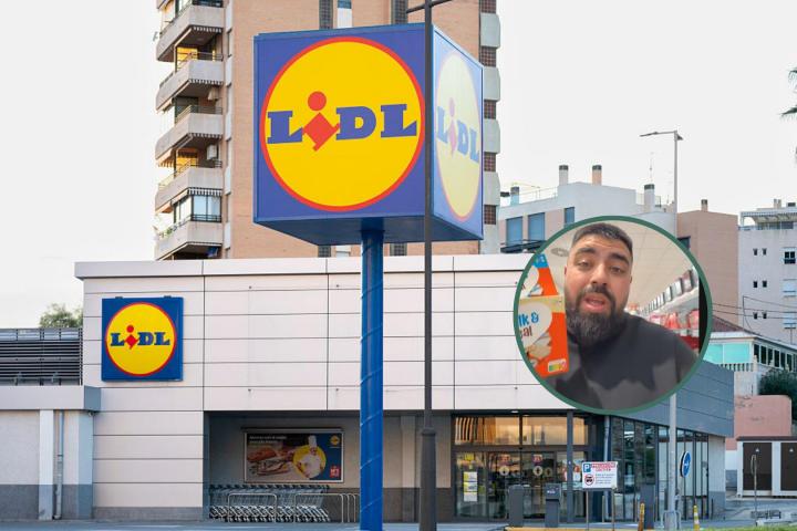 Fotomontaje de un supermercado Lidl y @palomitasdemaizyt.
