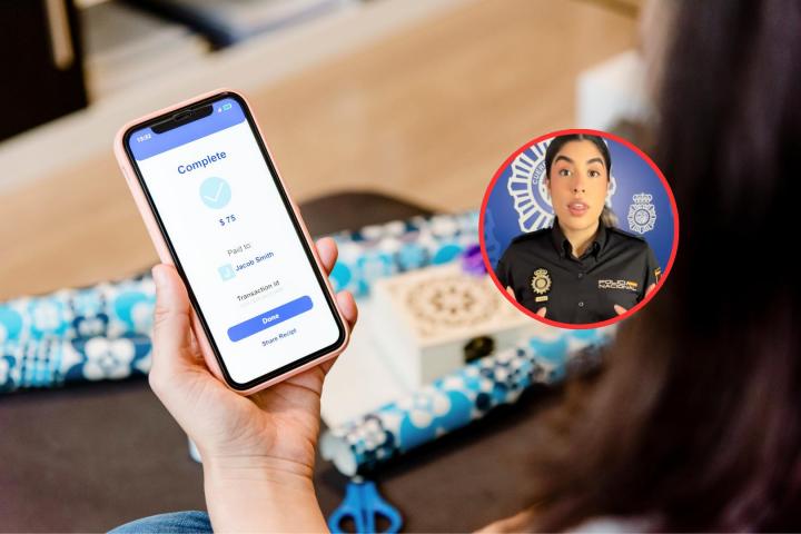 Una mujer realiza una transferencia.