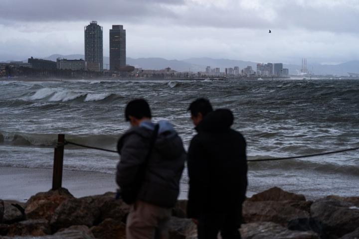 Imagen del fuerte temporal en Barcelona, en una imagen del pasado 27 de diciembre.